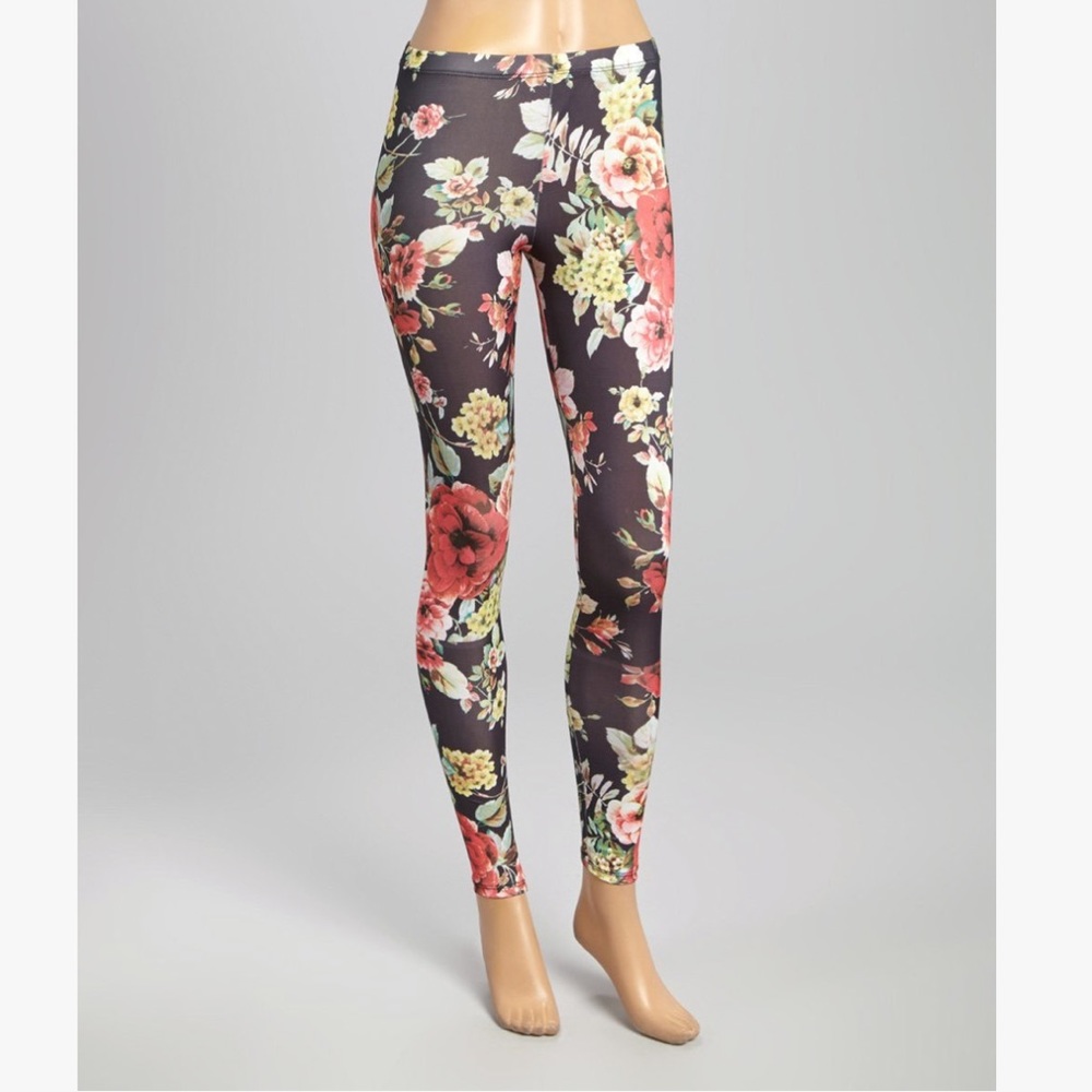 Black Floral Leggings